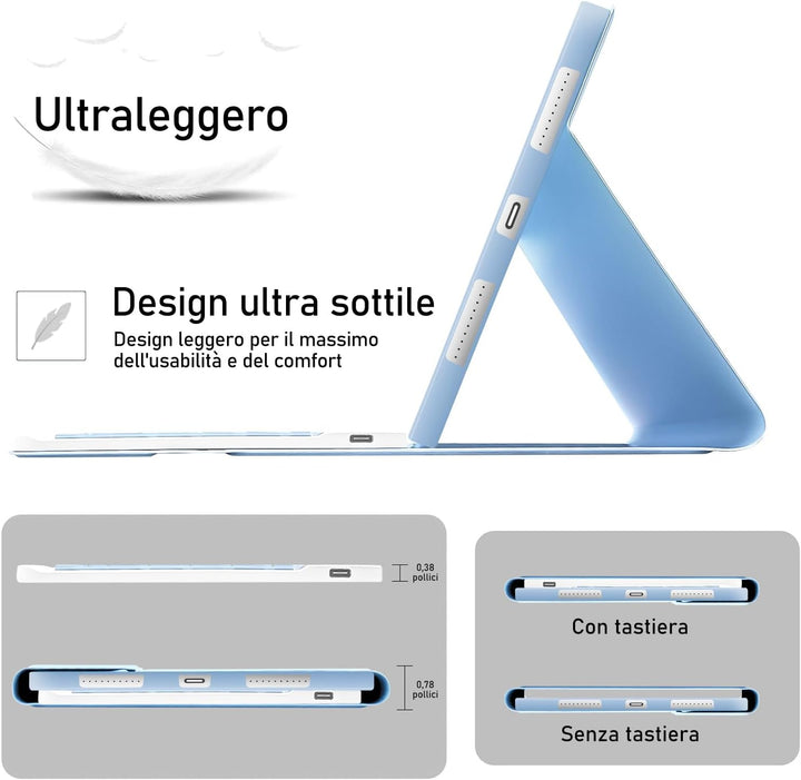 Hülle mit Tastatur für IPad 11/10 Generation (2025/2022, 11/10.9 Zoll) -Abnehmbare Magnetische Schut