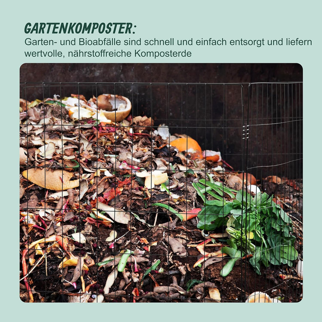 Relaxdays Komposter Metall, Bodengitter und Füsse, HBT: 68 x 46 x 46 cm, für Gartenabfall, Kompostgi