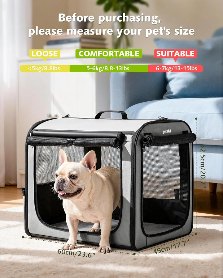 pecute Hundetransportbox Stabil Hundebox Auto Faltbar Transportbox Hund 61 x 52 x 45 cm, Leicht Katz
