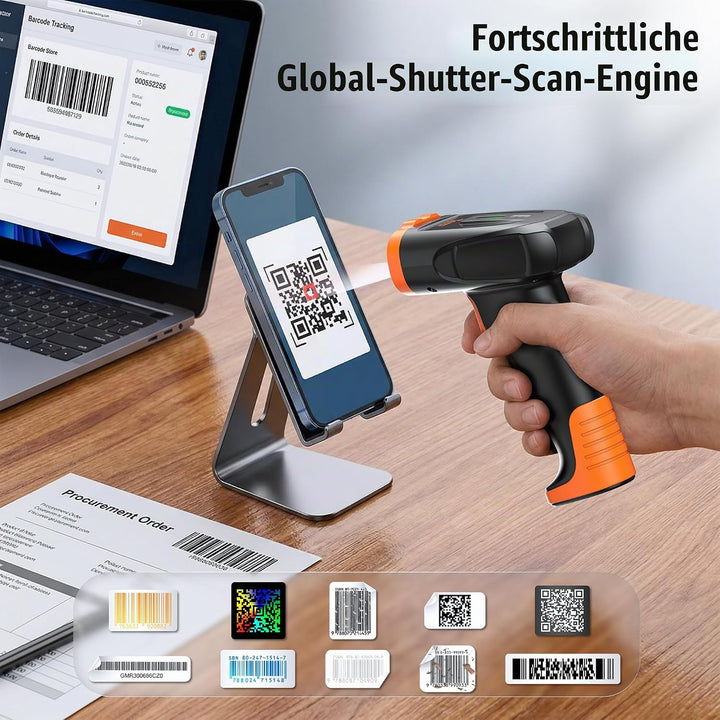 Tera 1D 2D QR Barcode Scanner Kabellos mit Bluetooth: 2200 mAh Lithium-Polymer Akku 2.4G Wireless &amp;
