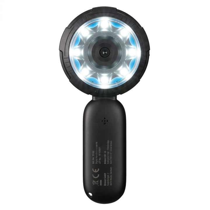 Bresser Digitales Handmikroskop für Kinder & Eltern 10× optisch/bis 40× digital, 8 dimmbare LEDs, Fo