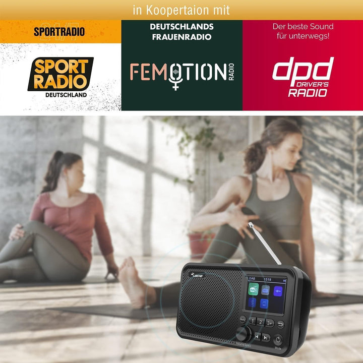 LEICKE tragbares DAB+ Radio mit Bluetooth 5.0 | DAB/DAB+ und UKW Radio, 2,4" Farbdisplay, 80 Voreins