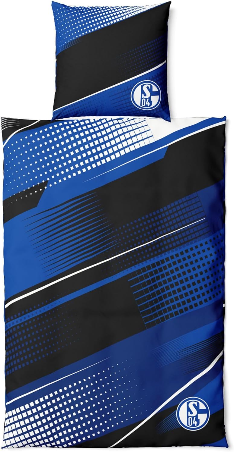 FC Schalke 04 Bettwäsche schwarz blau ca. 200 x 135 cm (Decke), ca. 80 x 80 cm (Kissen), ca. 200 x 1