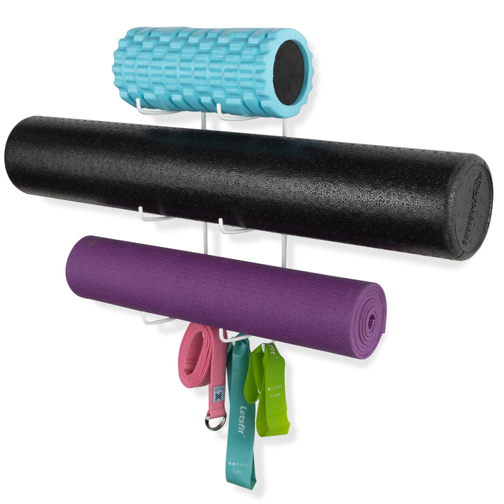 Wallniture Guru Wandhalterung Yogamatte Heim Gym Ausrüstung Widerstandsbänder und Schaumstoffrollenh
