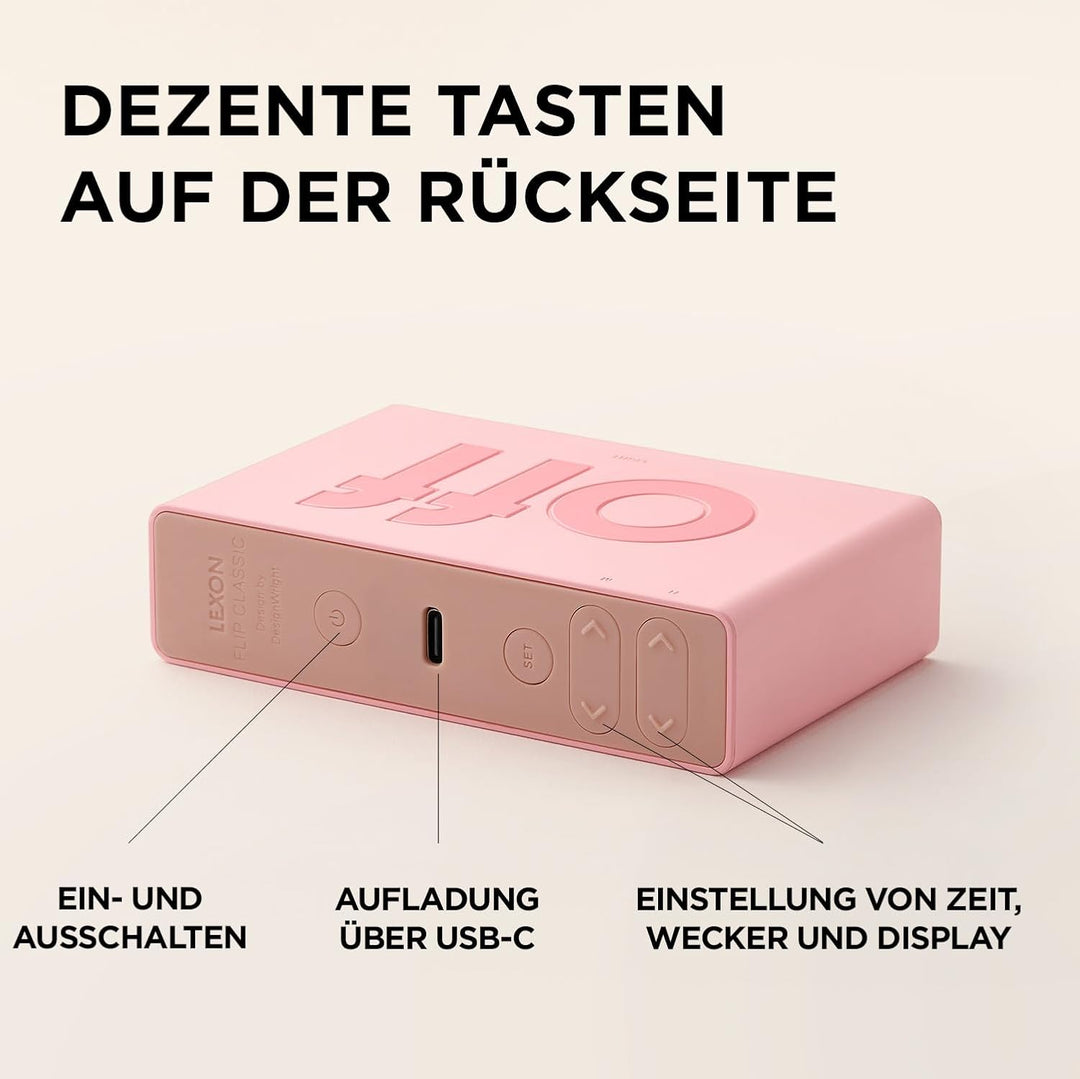 Lexon Flip Mini Reisewecker, digitaler LED-Wecker mit On/Off-Funktion, Einstellbarer Helligkeit, wie