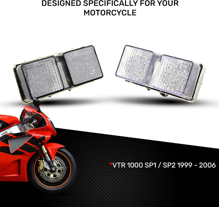 avdb-moto LED-Bremslicht mit integrierten Blinker kompatibel mit Honda VTR, SP1, SP2 (Getönt), Get&#