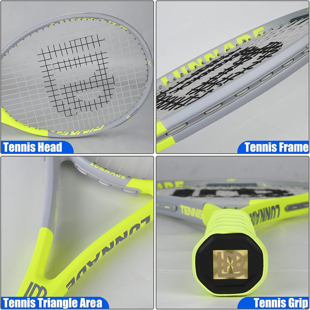 LUNNADE Tennisschläger für Erwachsene, 27 Zoll Leicht Tennisschläger mit Hülle, Geeignet für Damen H