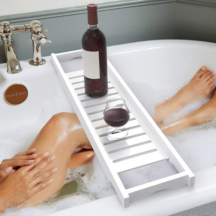 Badewannentablett Holz Badewannenablage Bad Tablett für Badewanne, 4.1 x 70.1 x 16.3 cm, Badablage W