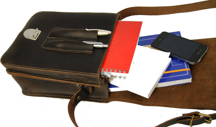 Freiherr von Maltzahn Schultertasche SCOTT Leder braun, Made in Germany