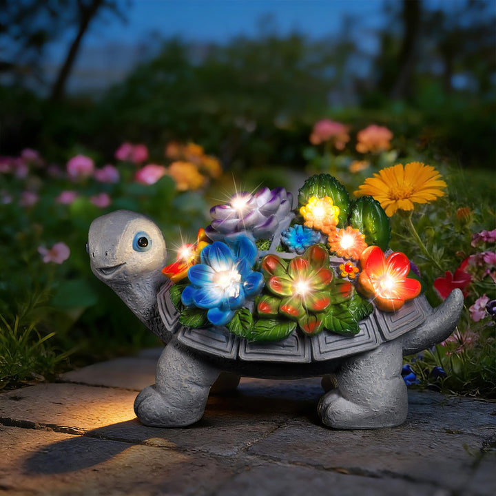 Linkax Geschenke für Frauen Mama, Solar Gartenfiguren Schildkröte Gartendeko für Draussen, mit 7 LED