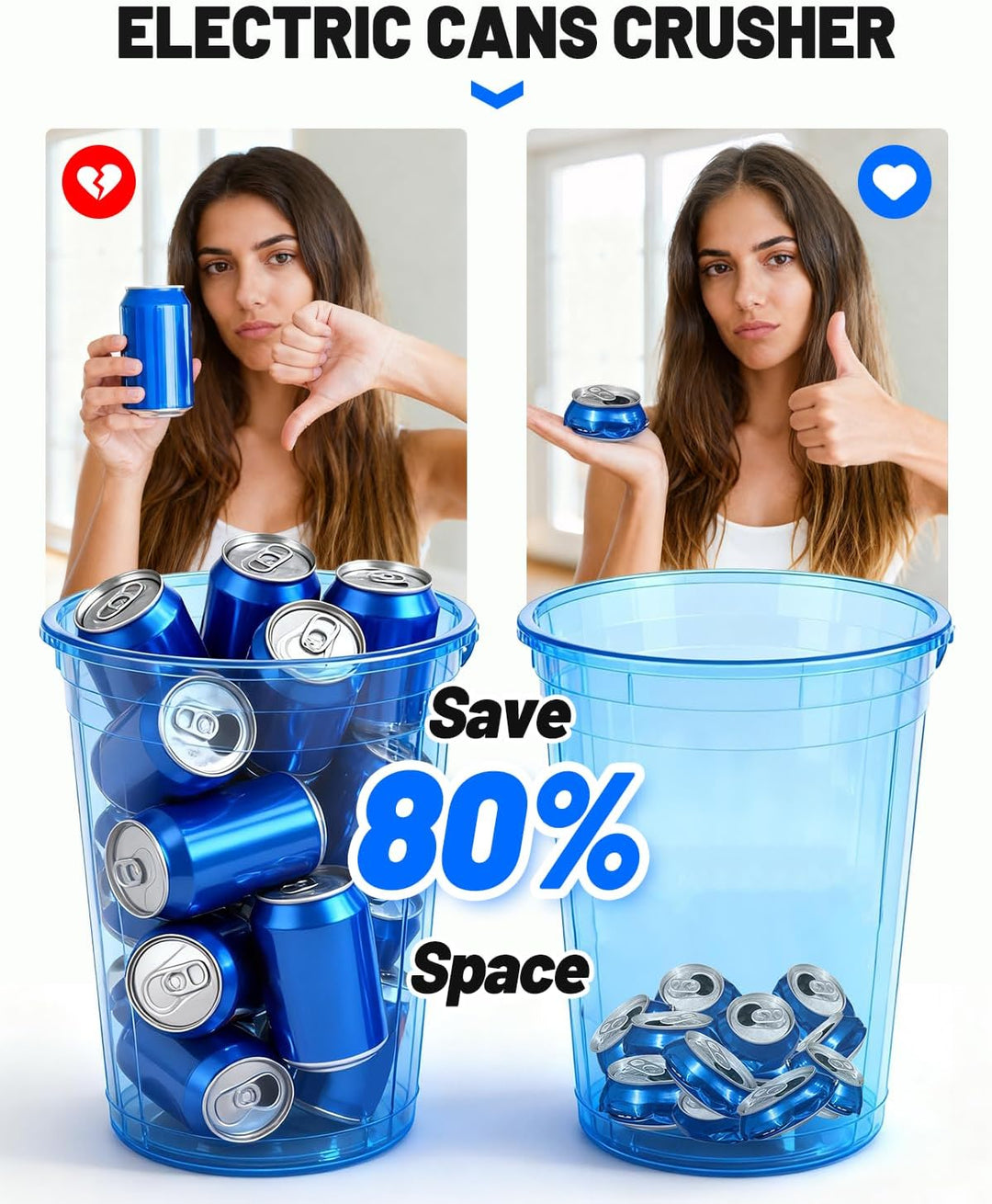 YUCHENGTECH Elektrischer Dosenpresse für 200-500ml Dosen/200-330ml Wasserflaschen aus Kunststoff Wan