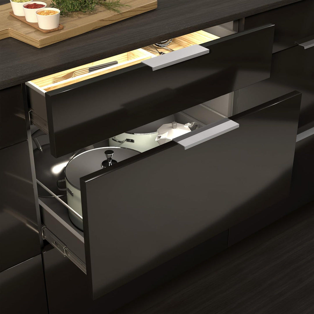 SOTECH 10 Stück Möbelgriffe Blankett Jane 280 mm Chrom matt BA 3 x 80 mm Schrankgriffe zur Montage a