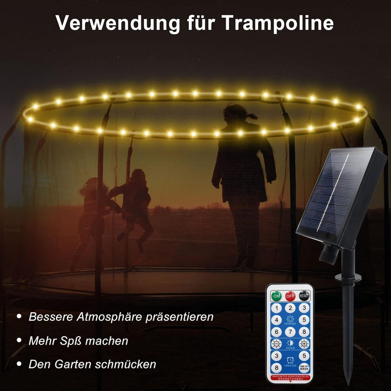 DreiWasser Solar Lichtschlauch, 20M 200 LED Lichterkette Schlauch Glasklar mit Fernbedienung Modi He