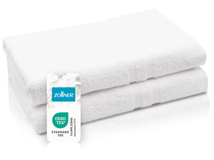 ZOLLNER 2er Set Duschtücher, Badehandtücher, 70x140 cm, Baumwolle, weiss 2er Set Weiss, 2er Set Weis