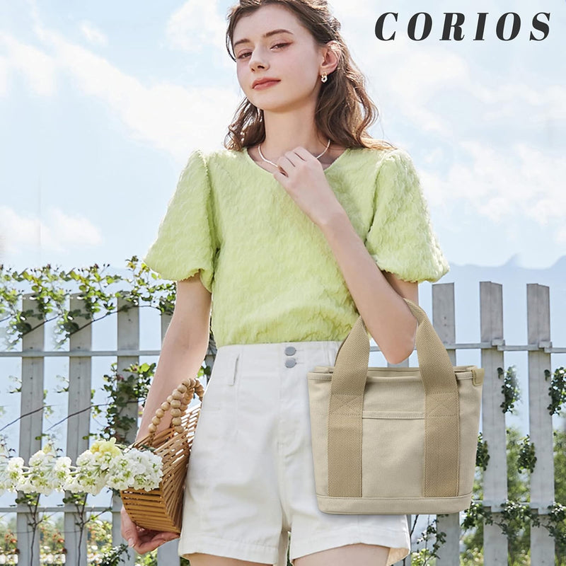 CORIOS Damen Handtasche Canvas Tragetasche Casual Henkeltasche Tote Beutel Multifunktionale Henkelta