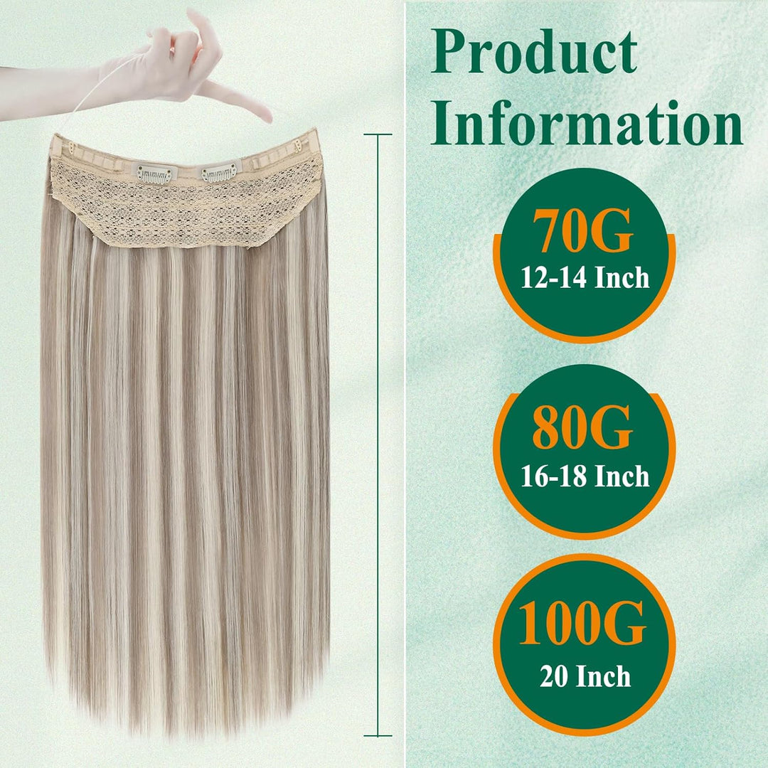 Easyouth Extensions Echthaar mit Draht Haarteile Echthaar Draht 80g 16 Zoll Farbe Ash Brown Mix Plat