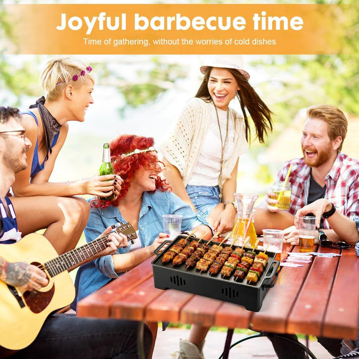 RANJIMA BBQ Board zum Warmhalten, Fleischwarmhalter fürs Grillen, Warmhaltebehälter Grillgut mit Ker