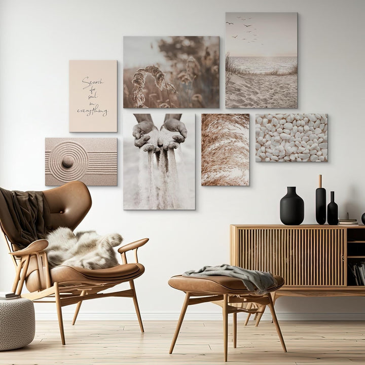 Muralo - Wandbilder Set - Leinwand Bilder Aufhängefertig in Boho Stil - das Leinwandbilder - Bilder