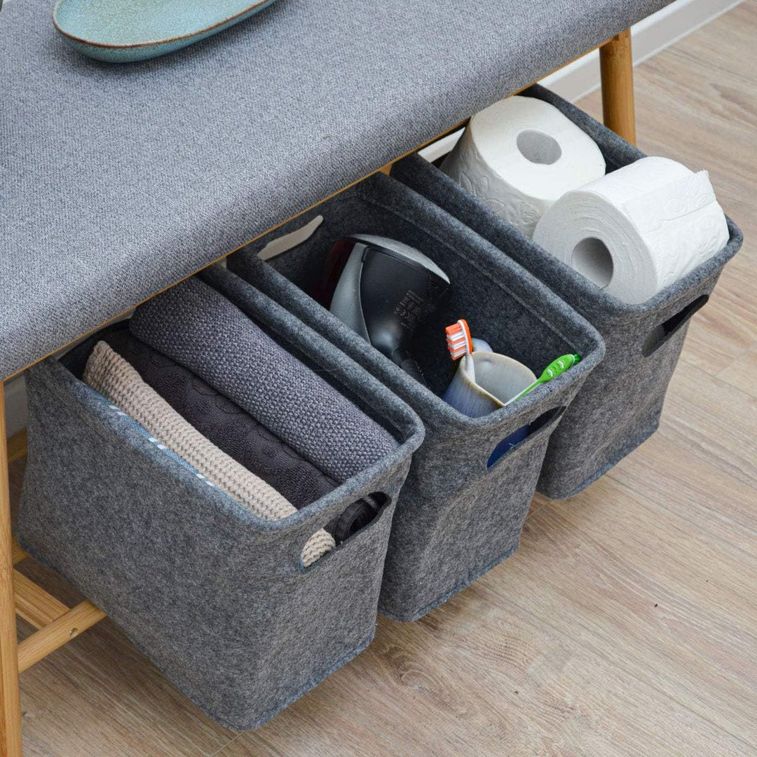 DuneDesign Filz Aufbewahrungsbox für Bad und WC - dekorativer Badkorb aus stabilem Filz zur Toilette
