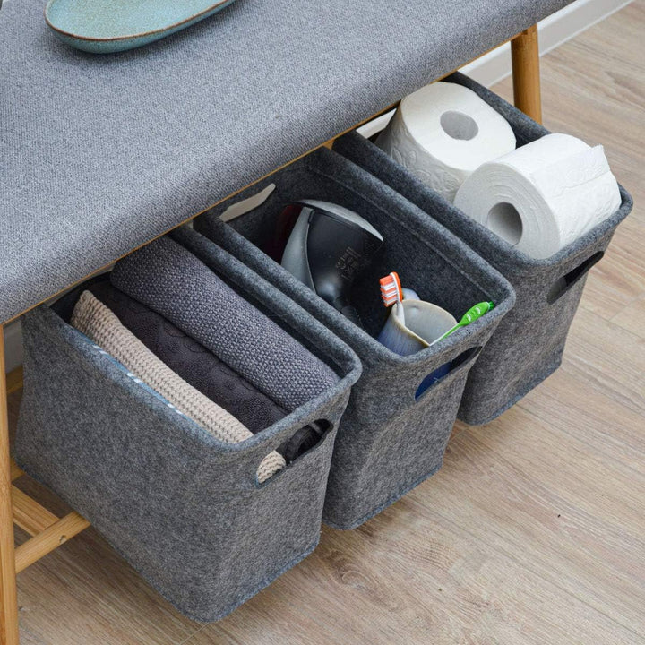 DuneDesign Filz Aufbewahrungsbox für Bad und WC - dekorativer Badkorb aus stabilem Filz zur Toilette