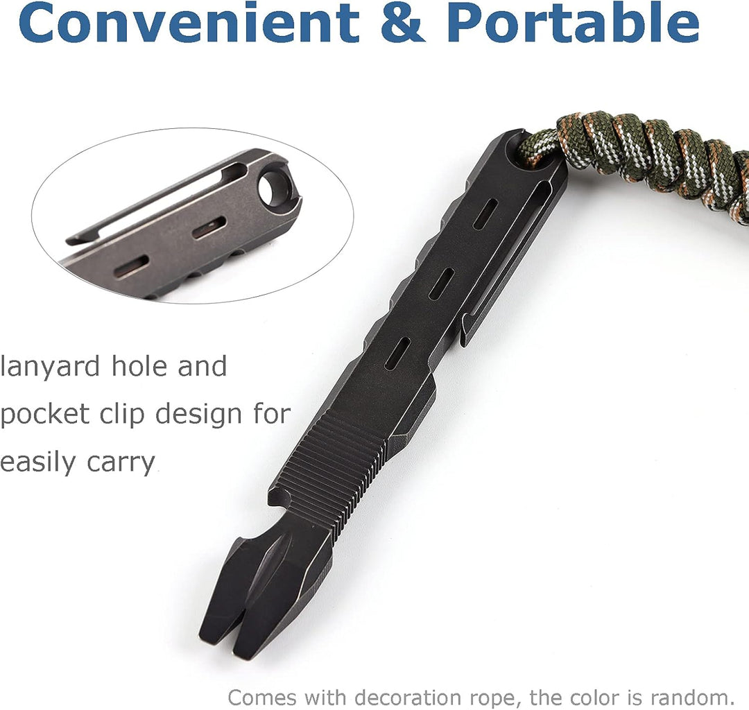 Hamans EDC Stemmeisen aus Titan mit Nagelabzieher, Flaschenöffner-Funktion mit Taschenclip, EDC-Werk