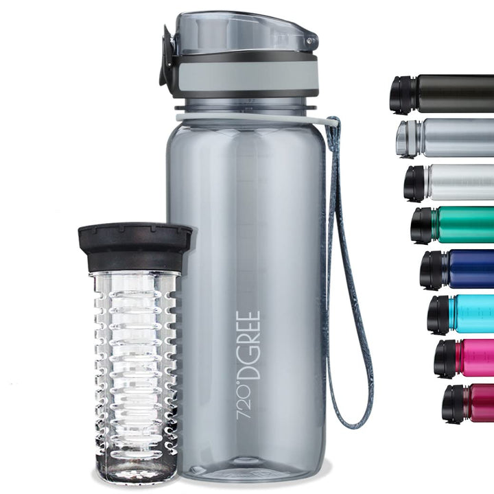 720°DGREE Trinkflasche “uberBottle“ 350ml, 500ml, 650ml, 1l softTouch +Früchtebehälter - Auslaufsich