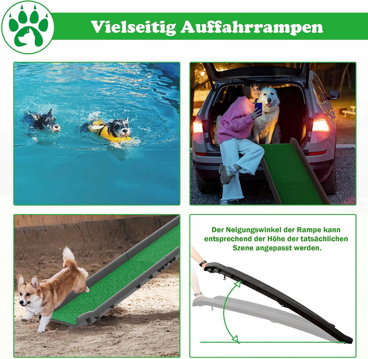 SUBTLETY 156x40x9cm Hunderampen aus Kunststoff Klappbar Haustiere Sicherheitsrampen Anti-Rutsch Hund