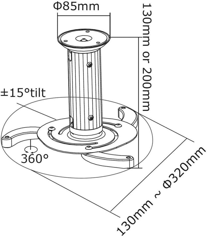 Neomounts by Newstar BEAMER-C80 Deckenhalterung (Höhe 8 cm bis 15 cm) für Projektor Silber Silber He