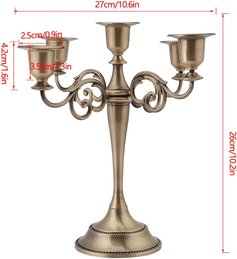 MOUMOUTEN Kerzenhalter aus Metall, 5-Armiger Kerzenhalter aus Legierung im europäischen Stil, antike