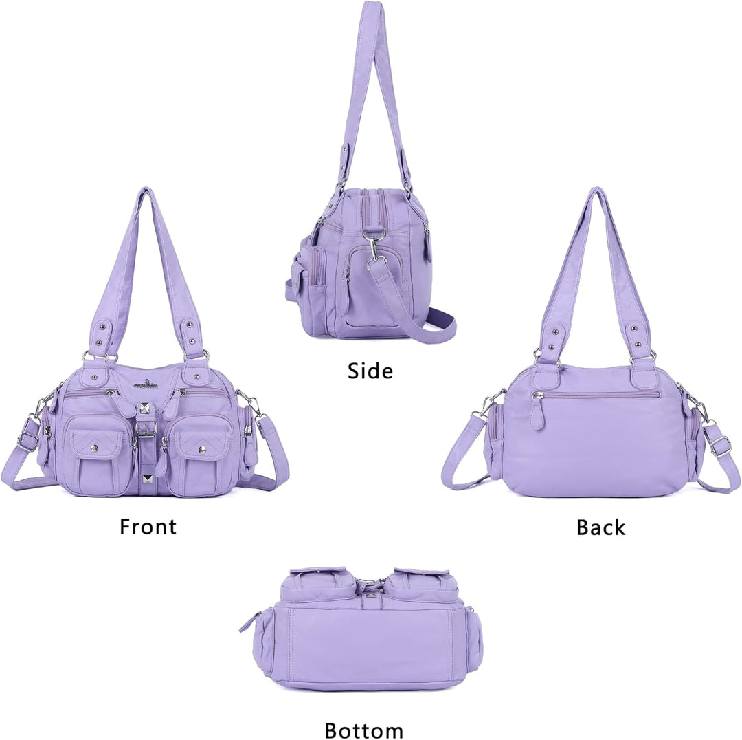 Angel Kiss Damen Handtasche 2 Hauptfächer Multifunktionale Handtasche Weich PU Leder Tasche mit Reis