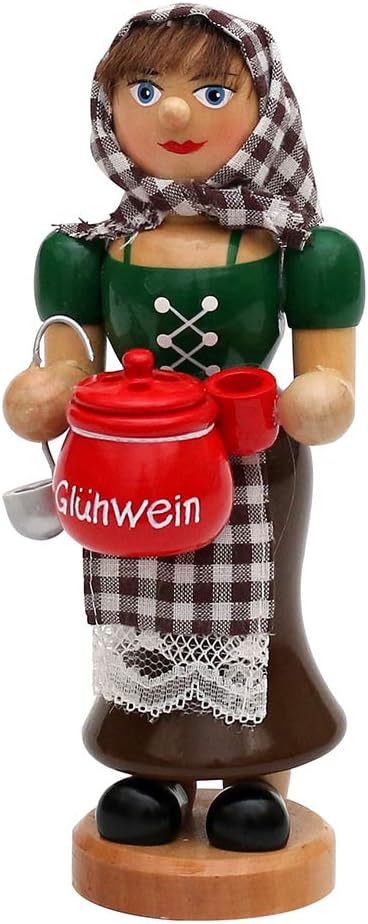 Wichtelstube-Kollektion Holz Räucherfrau Räuchermann Räuchermännchen Räucherfigur Glühweinfrau mit d