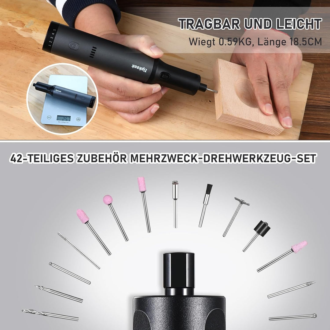 Akku Multifunktionswerkzeug, Rotationswerkzeug 7.2V, 5 Variable Drehzahl 10000–30000 U/min, Multitoo