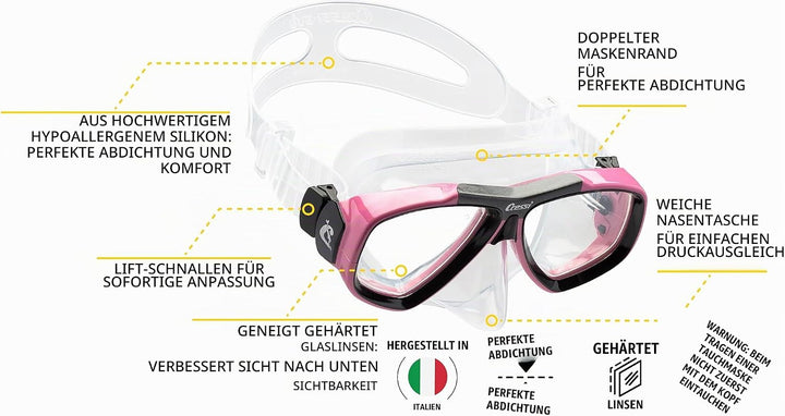 Cressi Focus - Schnorchelmaske, Einstellbar Schnorchelset Erwachsene, Taucherbrille Kinder und Tauch