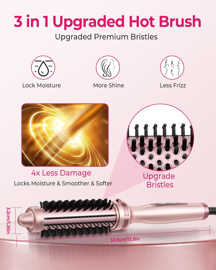 UKLISS Thermobürste 32mm, Thermal Brush LCD-Anzeige [160-200℃], Pro Ionische Thermo Rundbürste, Hot