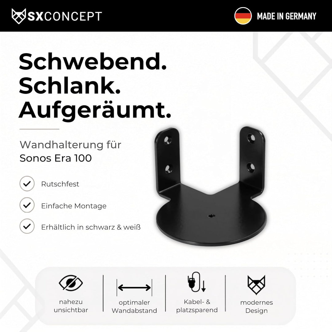 SX-Concept Wandhalterung für Sonos Era 100 | Eck-Variante | Minimalistisches Design | Optimaler Wand