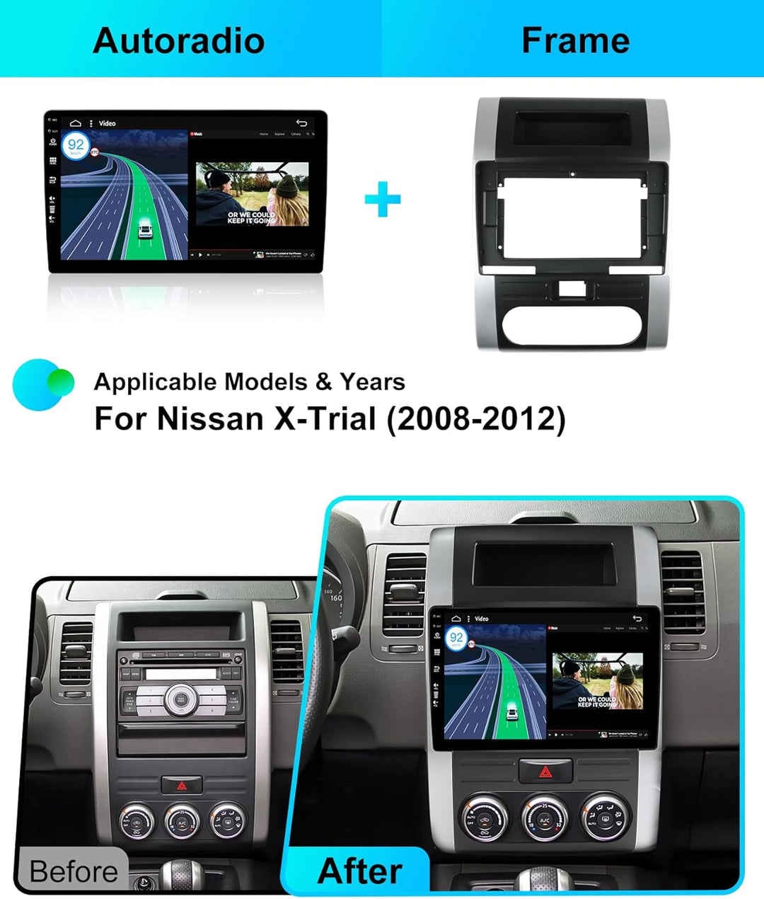 Android 15 Autoradio für Nissan X-Trail T31 (2007-2015) GPS Navigation - CarPlay Android Auto - Rück