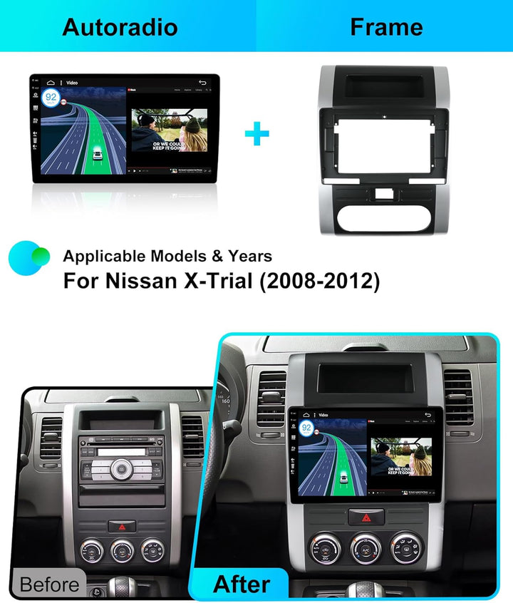 Android 15 Autoradio für Nissan X-Trail T31 (2007-2015) GPS Navigation - CarPlay Android Auto - Rück