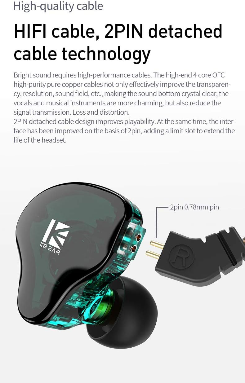 keephifi KBEAR KS2 1BA + 1DD IEM, 10 mm Verbundmembran-Einheiten in Ohr-Monitoren, 6N OFC-Kopfhörer,