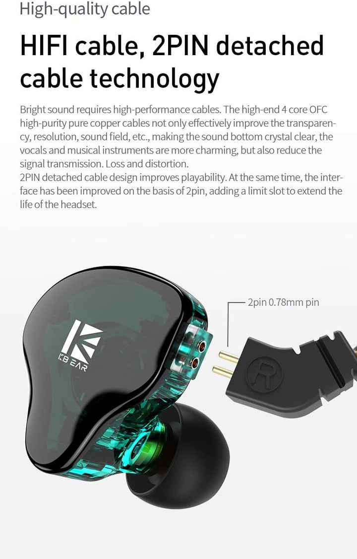 keephifi KBEAR KS2 1BA + 1DD IEM, 10 mm Verbundmembran-Einheiten in Ohr-Monitoren, 6N OFC-Kopfhörer,
