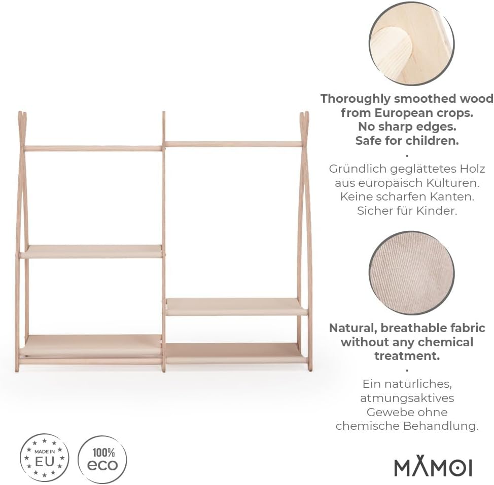 MAMOI® Kleiderstange Baby Kinderzimmer | Kinderkleiderstange 106x95x32cm / 53x95x32cm | Kinder Kleid