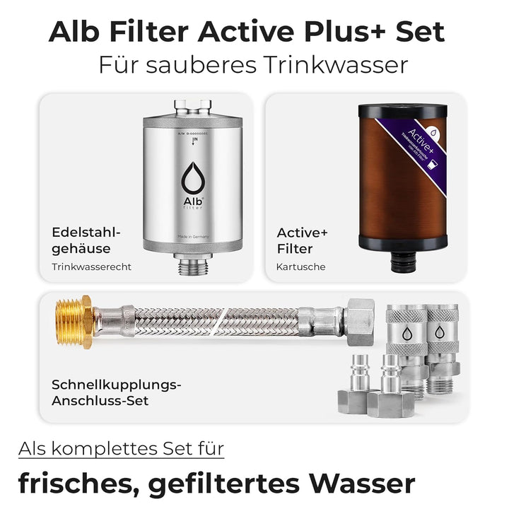 Alb Filter UNTERTISCH ACTIVE PLUS Wasserfilter Küche Edelstahl Natur | Gegen Schadstoffe &amp; Kalk, Kei