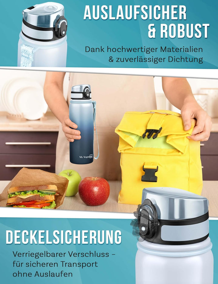 MY VESPERBOX® Edelstahl Thermosflasche Kinder [INK. STROHHALM & SIEB] - Isolierflasche für Jungen &