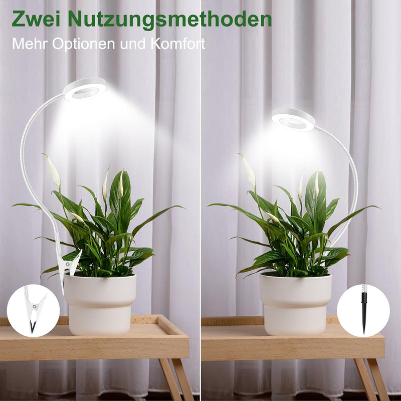 Pflanzenlampe LED Vollspektrum, Pot Clip 6500K Grow Light, zwei Installationsoptionen Pflanzenlicht,