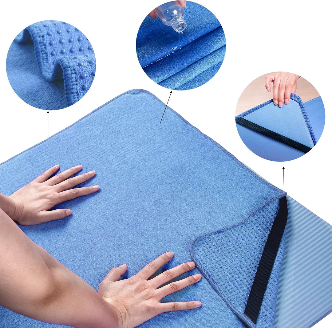 Polyte - Yoga Handtuch aus Mikrofaser mit Rutschfester Silikon Unterfläche und Elastischen Bändern,