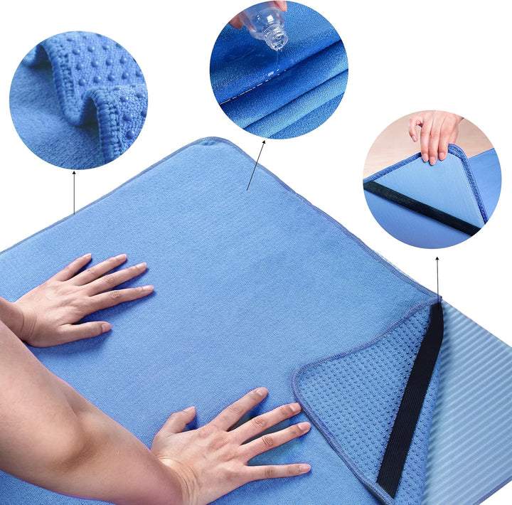 Polyte - Yoga Handtuch aus Mikrofaser mit Rutschfester Silikon Unterfläche und Elastischen Bändern,