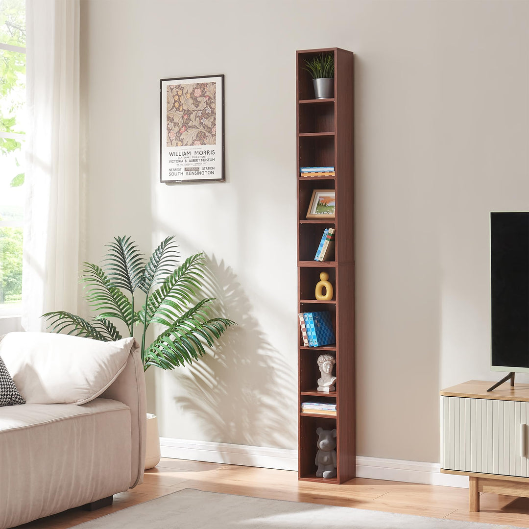 [en.casa] CD Regal Tynset DVD Regal mit 10 Ablagefächern CD Aufbewahrung 187 x 20 x 17 cm Standregal