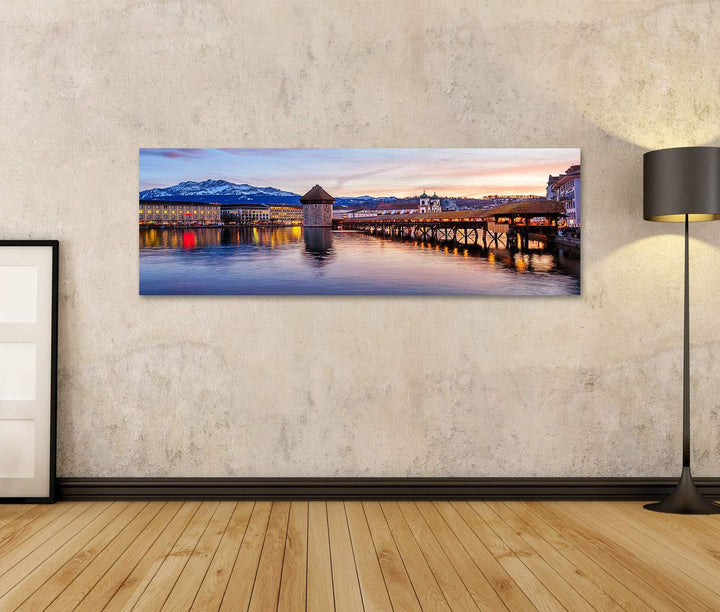 islandburner Bild auf Leinwand Luzern Schweiz Die Hölzerne Kapellbrücke In Der Historischen Altstadt