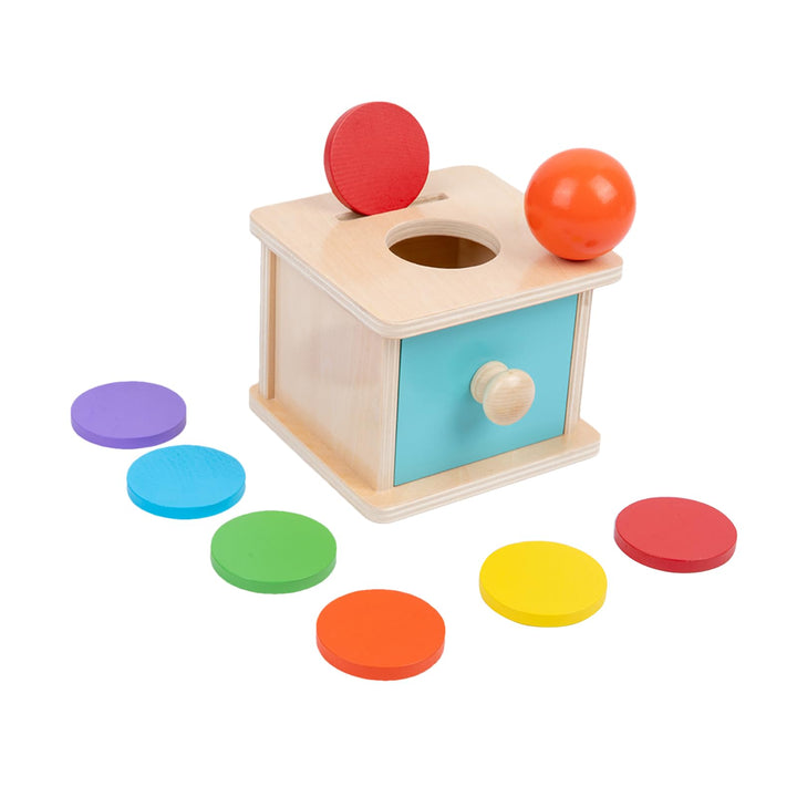 Adena Montessori Spielzeug ab 6 Monate – 2-in-1 Holz Münzbox & Ballbox für Babys – Lernspielzeug zur