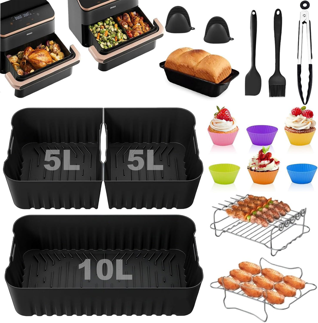 Heissluftfritteuse Zubehör für Cosori Dual Blaze Twinfry XXL 10L, Airfryer Silikonform Zubehör (1x10