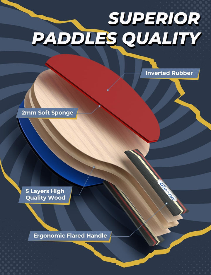 Glymnis Tischtennis-Set Tragbares Ping Pong Bälle Set für Indoor Outdoor Spiel Tischtennis-Training